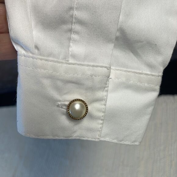 Ladies Button Down Halloween Long Sleeve Blouse with Pumpkins and Moons - Picture 4 of 6